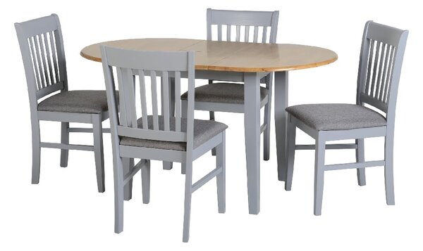 Olney Wooden Extending Dining Table With 4 Grey Chairs