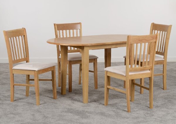 Olney Wooden Extending Dining Table With 4 Oak Chairs