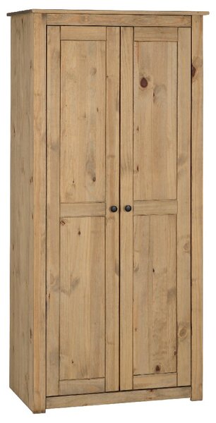 Pavia Wooden Wardrobe With 2 Doors In Natural Wax