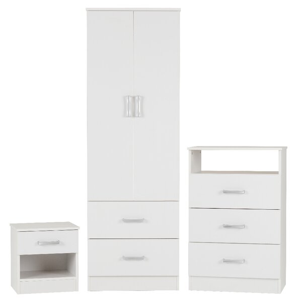 Pana Wooden Furniture Set With 2 Doors Wardrobe In White