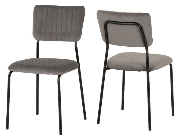 Sanur Grey Velvet Dining Chairs In Pair