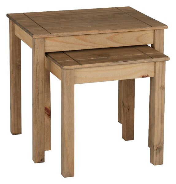 Pavia Wooden Nest Of 2 Tables In Natural Wax