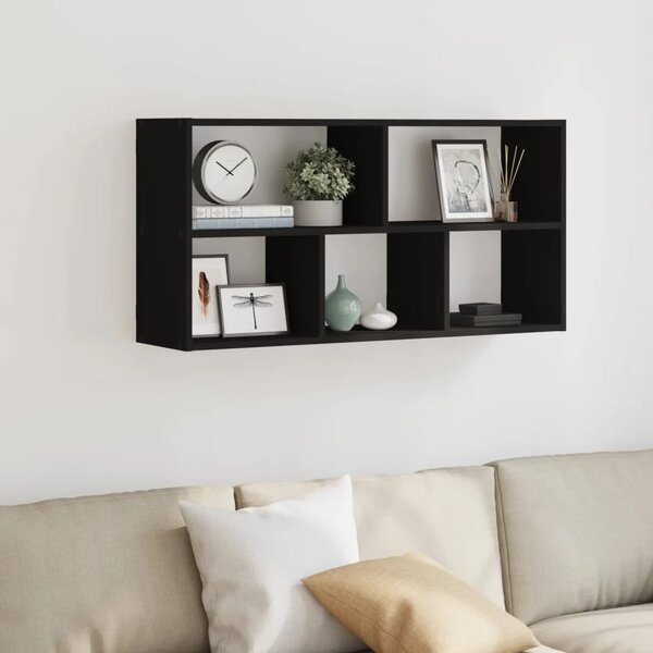 Kinston Wooden Wall Shelf With 5 Shelves In Black