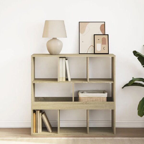 Ames Wooden Bookcase With 8 Compartment In Sonoma Oak