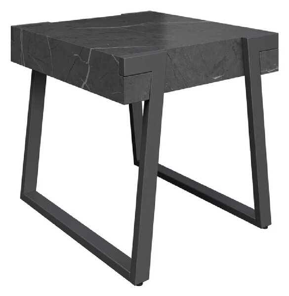 Augusta Wooden Side Table In Grey Marble Effect