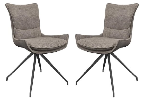 Auxvasse Mink Fabric Swivel Dining Chairs In Pair