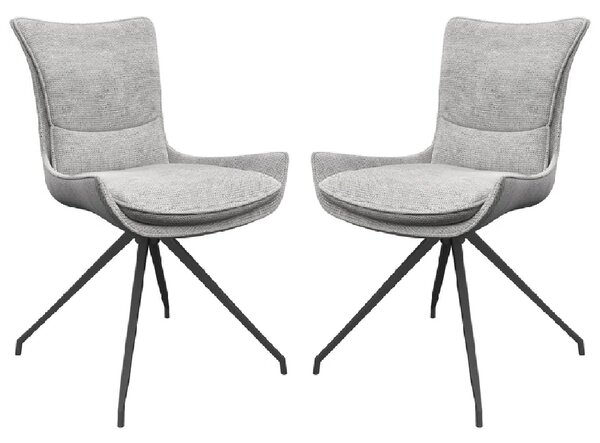 Auxvasse Grey Fabric Swivel Dining Chairs In Pair