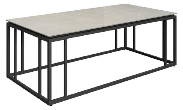 Cabazon Ceramic Coffee Table With Black Frame In Grey