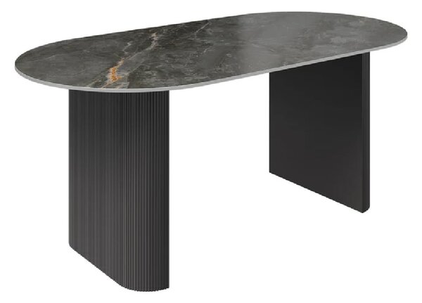 Cadillac Ceramic Oval Dining Table In Gloss Grey