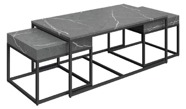 Danbury Wooden Nesting Coffee Tables In Grey Marble Effect