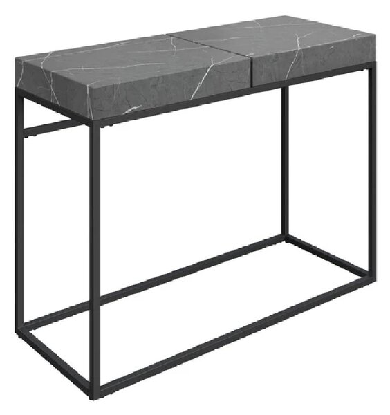 Danbury Wooden Rectangular Console Table In Grey Marble Effect