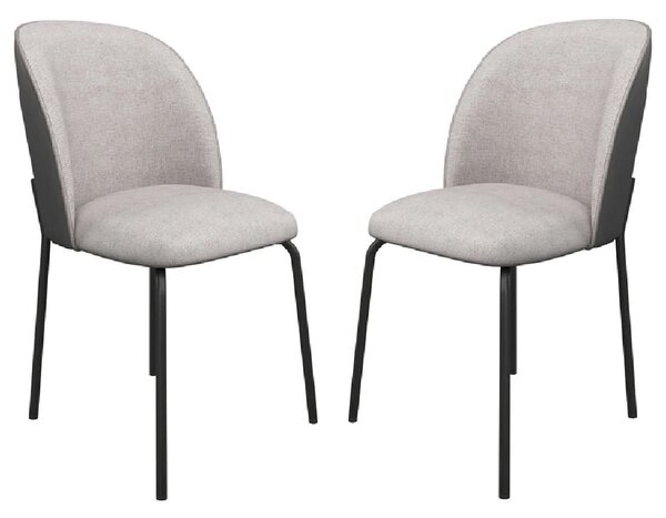 Cadillac Grey Fabric Dining Chairs With Leather Back In Pair