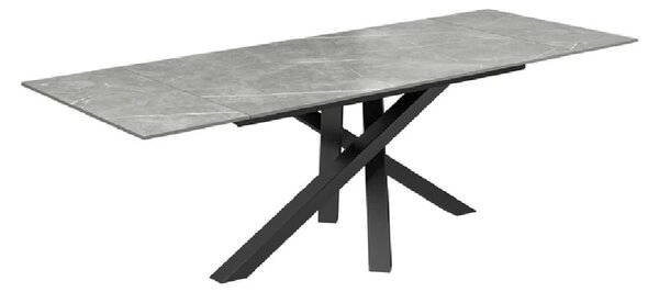 Barrie Large Ceramic Glass Extending Dining Table In Matte Grey