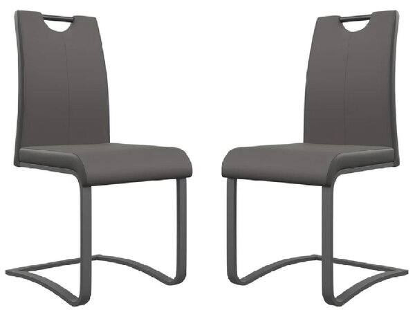 Gerrans Grey Leather Dining Chairs With Grey Legs In Pair