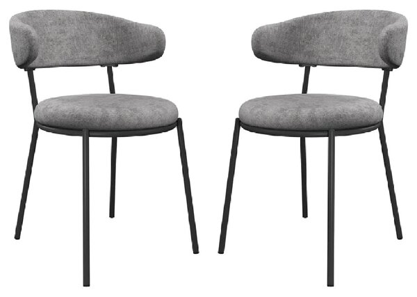 Safford Grey Fabric Dining Chairs With Grey Legs In Pair