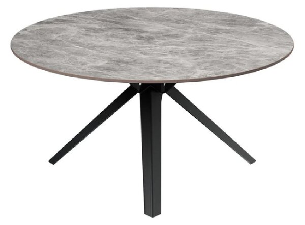 Vashon Ceramic Round Coffee Table With Black Legs In Grey