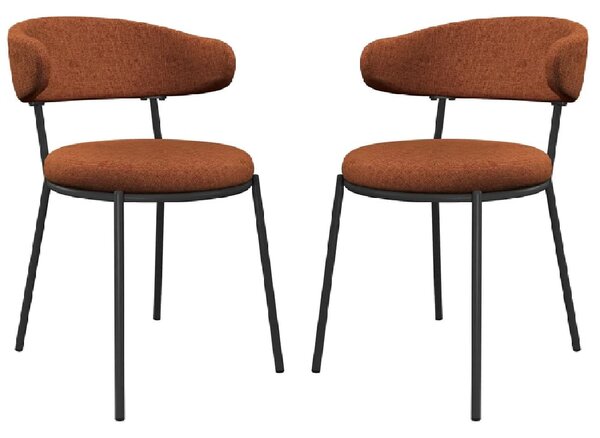 Safford Orange Fabric Dining Chairs With Grey Legs In Pair