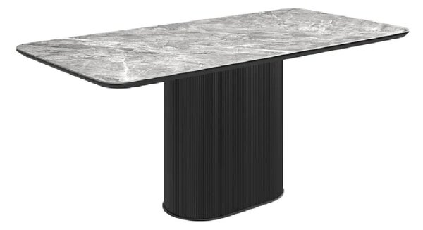 Ramona Ceramic Rectangular Dining Table In Gloss Grey