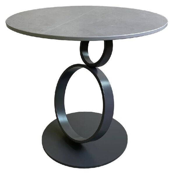 Oldham Ceramic Side Table Round In Matte Grey