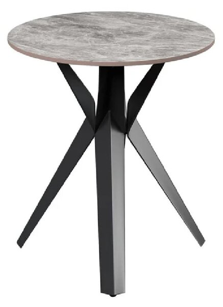 Vashon Ceramic Round Side Table With Black Legs In Grey