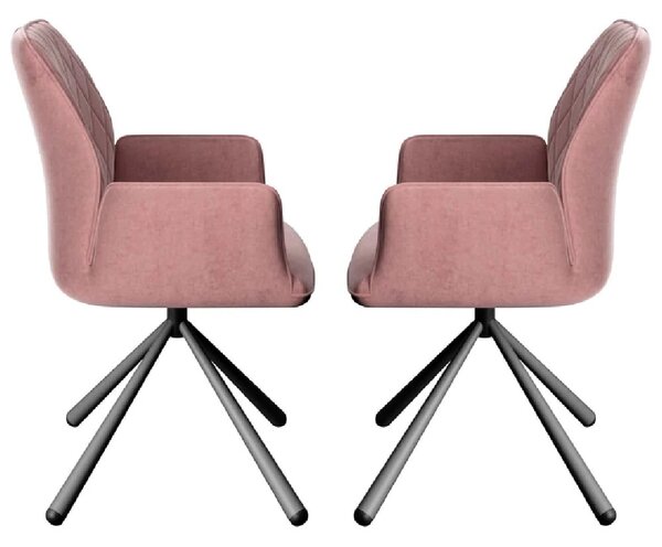 Zekrot Pink Fabric Dining Chairs With Metal Legs In Pair