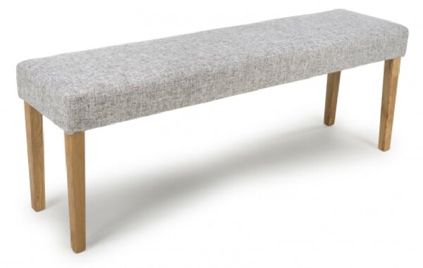 Destin Fabric Backless Dining Bench With Oak Legs In Grey