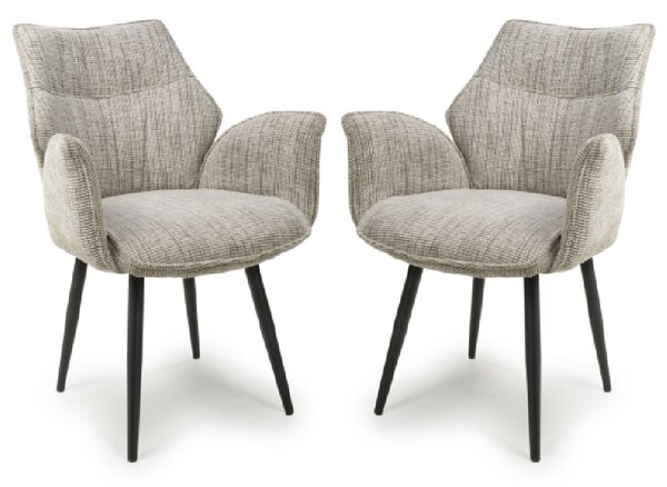 Banff Toffee Fabric Dining Chairs With Black Legs In Pair