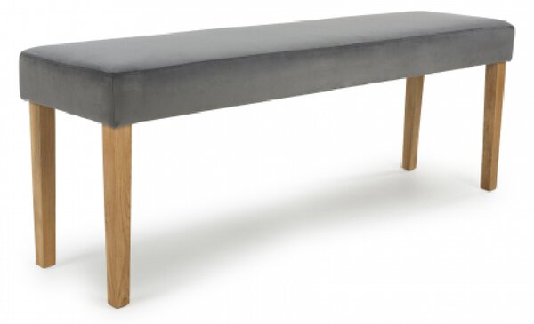 Destin Velvet Backless Dining Bench With Oak Legs In Grey