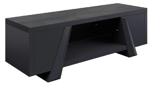 Wailuku Wooden TV Stand With 2 Doors In Slate Grey Ceramic Top