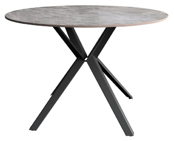 Vashon Ceramic Round Dining Table With Black Legs In Grey