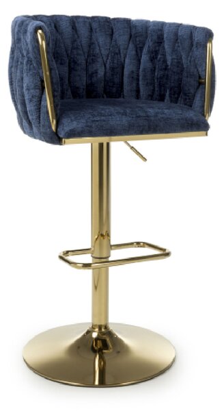 Bangor Fabric Bar Stool With Gold Base In Blue