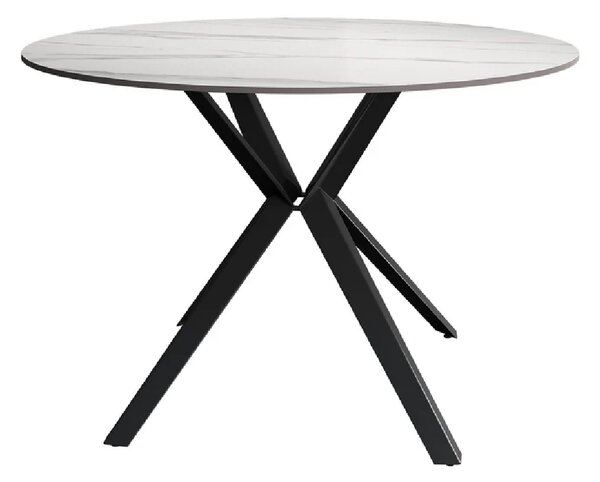 Vashon Ceramic Round Dining Table With Black Legs In White