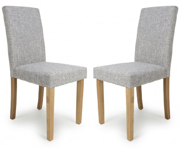 Fargo Light Grey Fabric Dining Chairs With Oak Legs In Pair