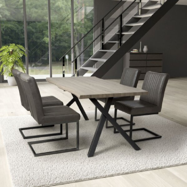 Natore Wooden Dining Table With 4 Aboba Grey Chairs