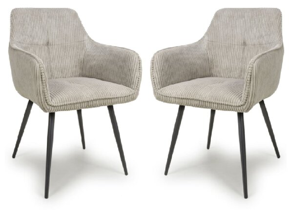 Davidson Mink Fabric Dining Chairs With Black Legs In Pair