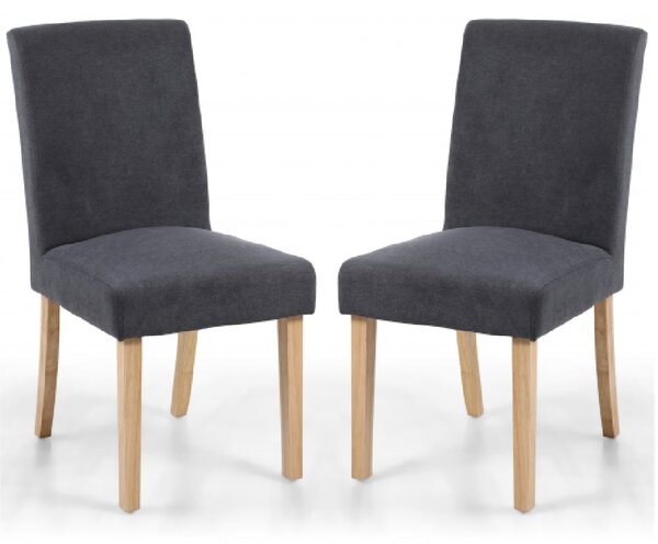 Madrid Dark Grey Fabric Dining Chair With Oak Legs In Pair