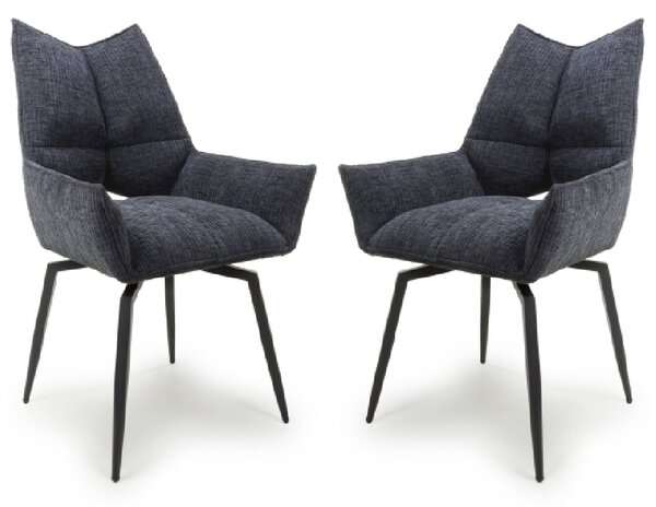 Dania Charcoal Fabric Dining Chairs With Black Legs In Pair