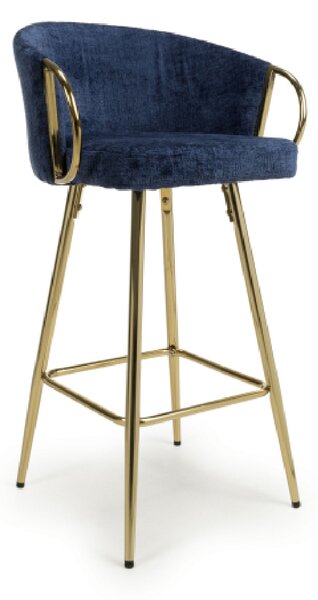 Visalia Fabric Bar Stool With Gold Legs In Blue