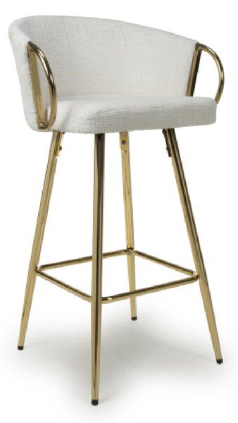 Visalia Fabric Bar Stool With Gold Legs In Cream