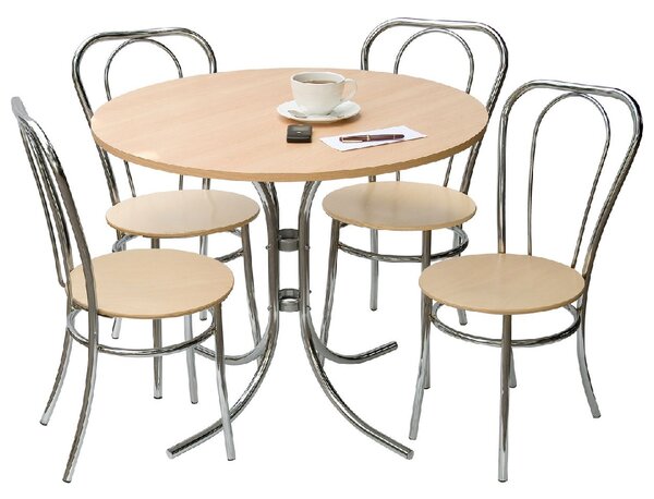 Beaufort Wooden Bistro Set With 4 Chairs In Oak