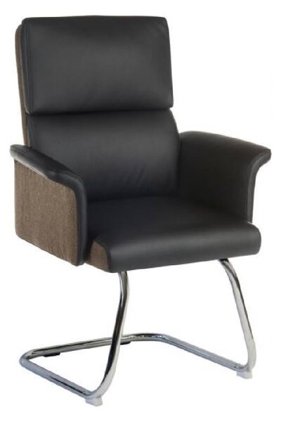 Eustis Leather Home And Office Chair With Chrome Legs In Black