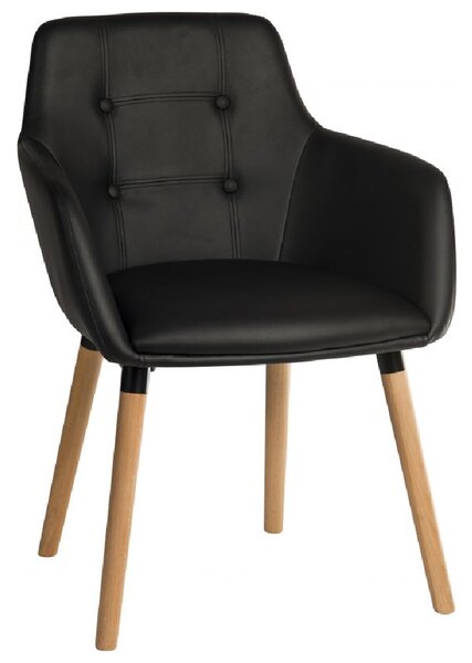 Easton Leather Home And Office Chair With Oak Legs In Black