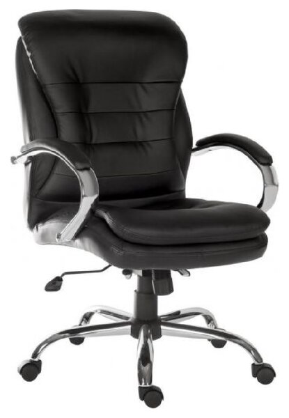 Godley Leather Home And Office Chair With Chrome Base In Black