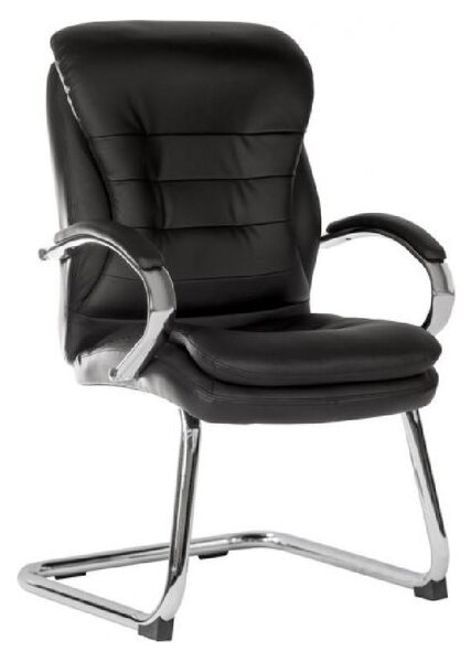 Godley Leather Home And Office Chair With Chrome Legs In Black