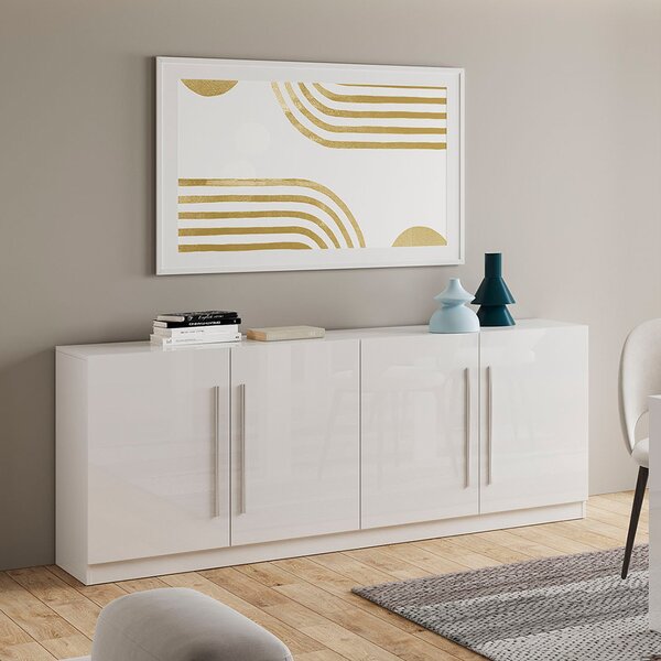 Breta High Gloss Sideboard With 4 Doors In White