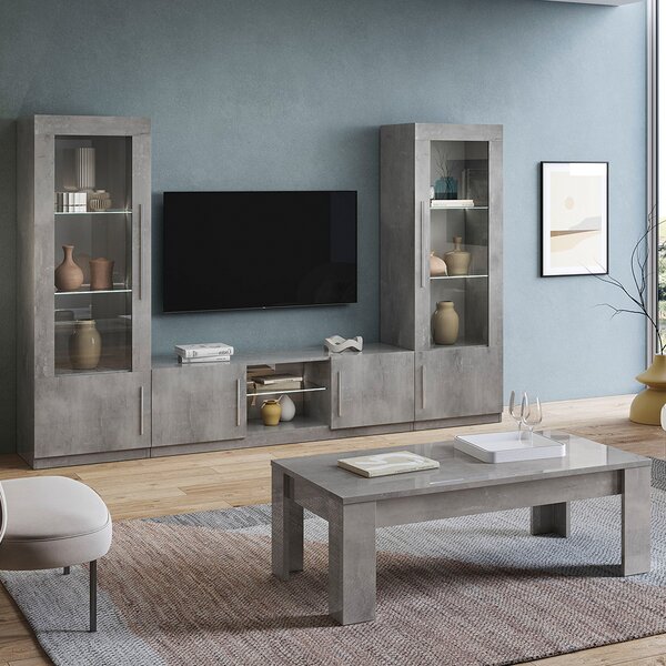 Breta Living Room Set With Coffee Table In Grey Effect And LED