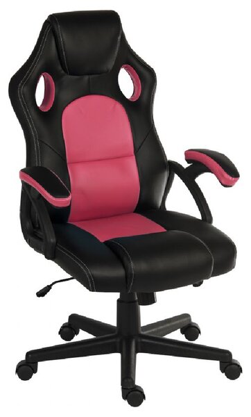 Katy Leather Home And Office Chair In Black and Pink