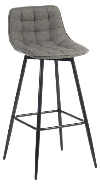 Quebec Fabric Bar Stool With Black Legs In Grey