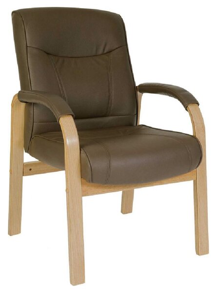 Ramsey Leather Home And Office Chair With Oak Legs In Brown