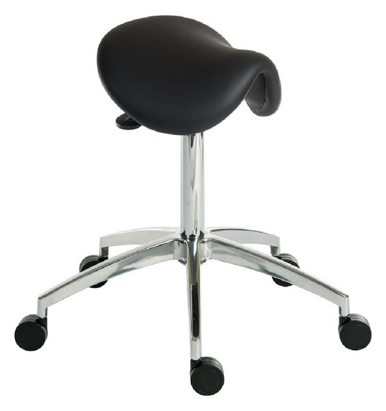 Palmer PU Leather Office Stool With Chrome Base In Black